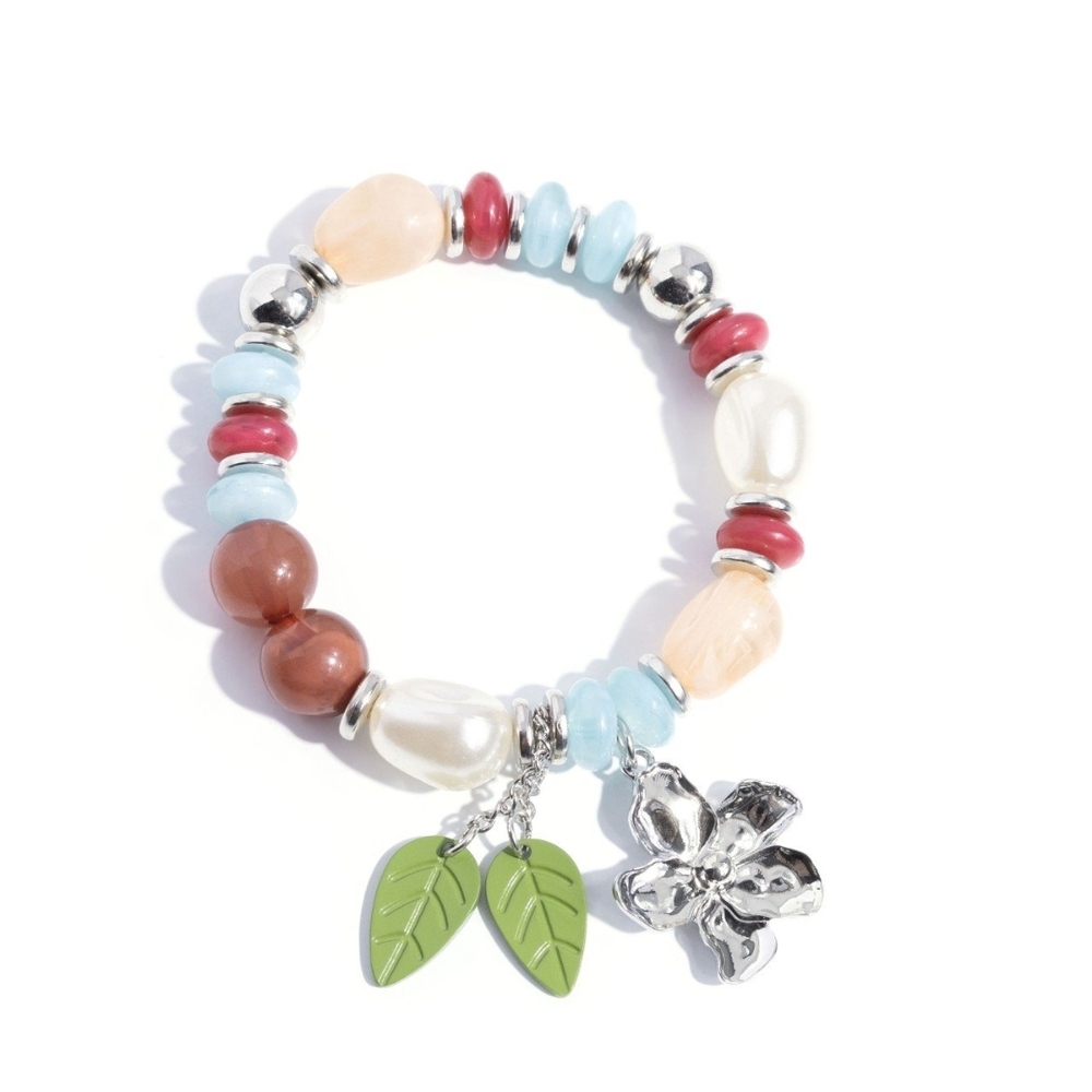 Paparazzi Multicolor Beaded Bracelet Cottagecore Chapter Silver Charms Fashion